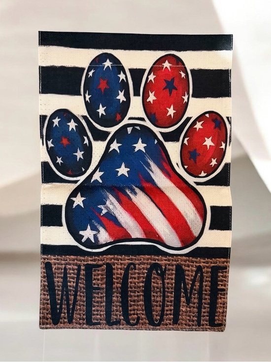 Other - American Flag Paw Print Welcome Garden Canvas Flag NWOT